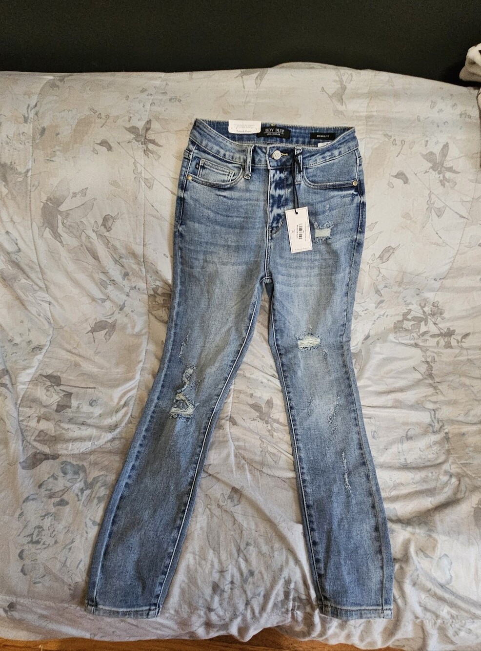 Judy Blue Light Blue Skinny Jeans with Distressed Detail